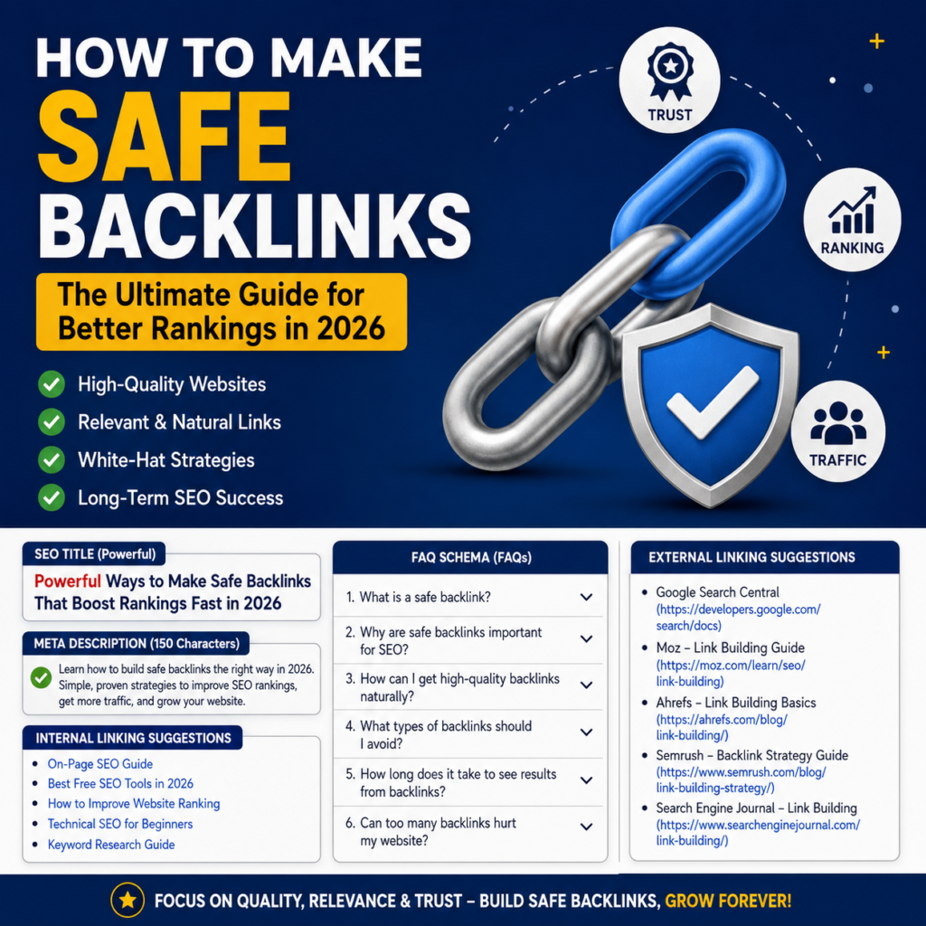 Powerful Guide on How to Make Safe Backlinks for Higher Google Rankings in 2026 in 8 simple step How to Make Safe Backlinks
